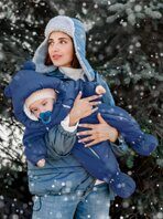 Комбинезон-трансформер зимний меховой AMAROBABY Snowy Travel, тёмно-синий