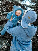 Комбинезон-трансформер зимний меховой AMAROBABY Snowy Travel, серо-голубой